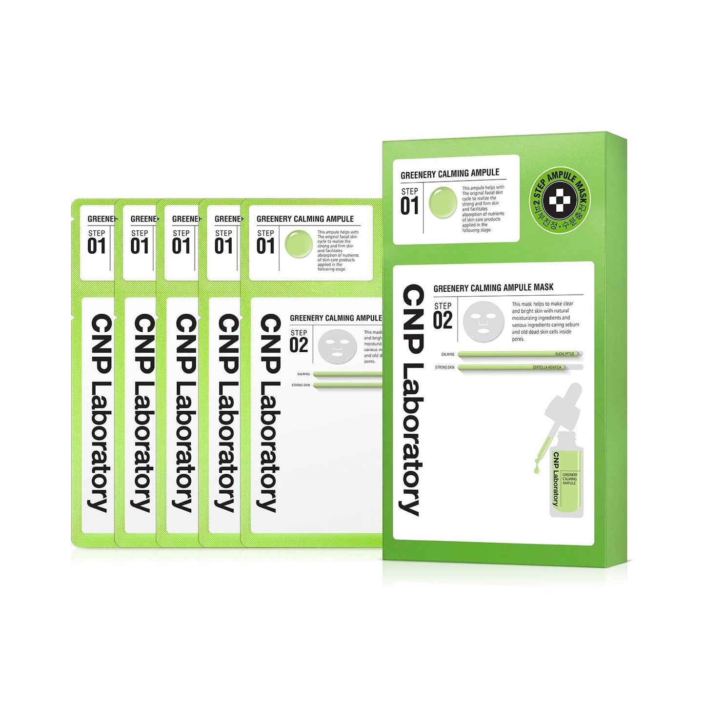 CNP 2- Step Greenery Calming Ampule Mask 5 Sheets - LUUELA