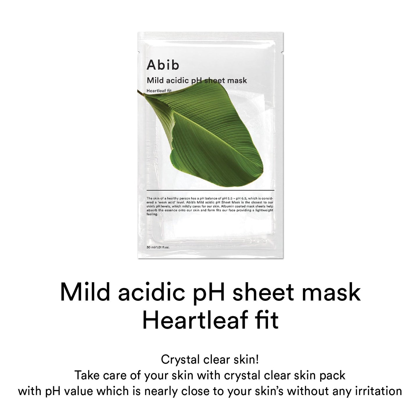 ABIB Mild acidic pH sheet mask Heartleaf fit 30ml - LUUELA