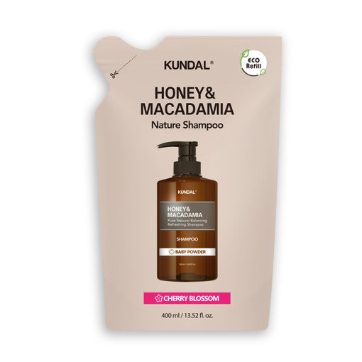 KUNDAL HONEY & MACADAMIA Nature Shampoo (Refill) 400ml #CHERRY BLOSSOM - LUUELA