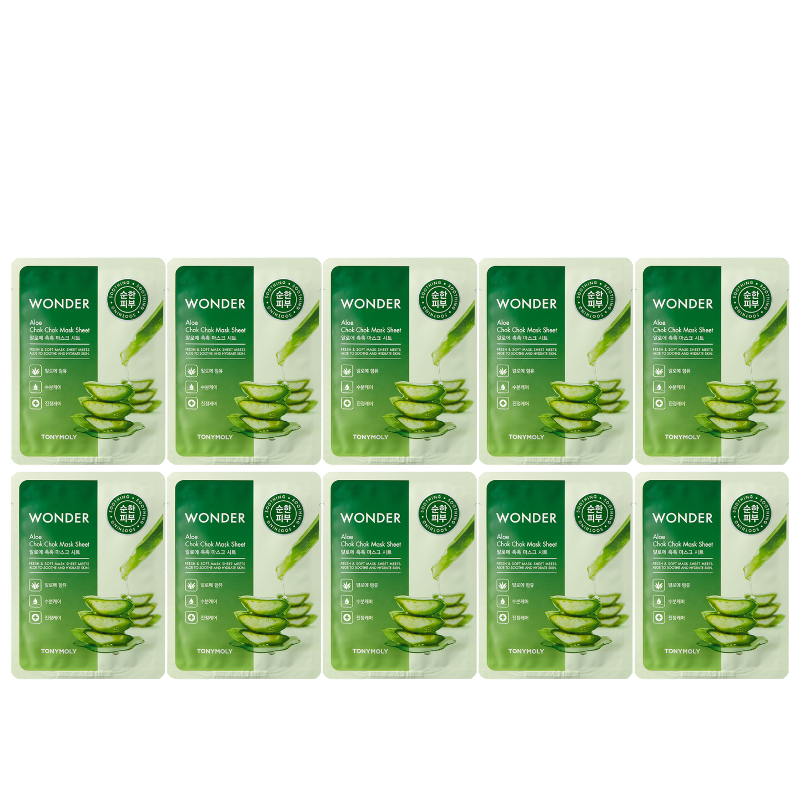 TONYMOLY Wonder Aloe Chok Chok Mask Sheet 22g X 10ea - LUUELA