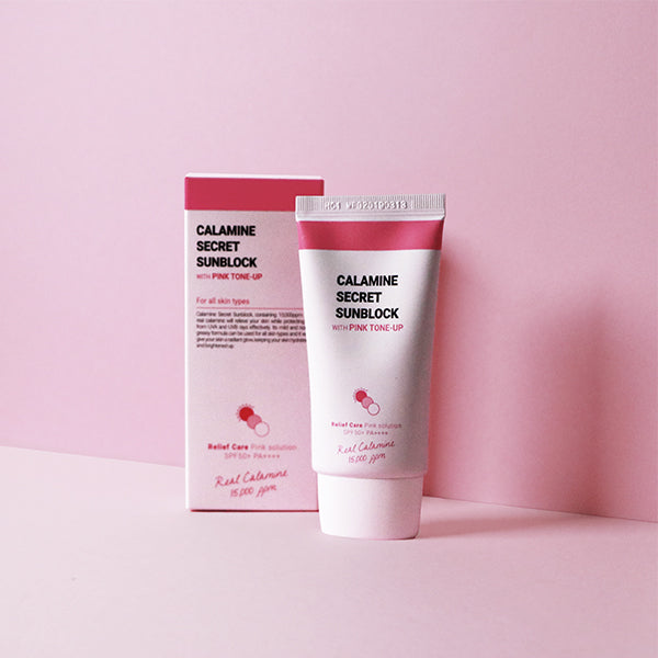 K-SECRET Calamine Secret Sunblock With Pink Tone-Up (SPF50+ PA++++) 50ml - LUUELA