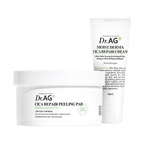 Dr.AG+ Cica Repair Peeling Pad 40p + Moist Derma Cica Repair Cream 50ml SET - LUUELA