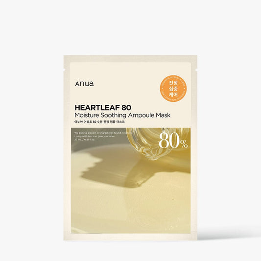 Anua HEARTLEAF 80 MOISTURE SOOTHING AMPOULE MASK 27ml X 10ea - LUUELA