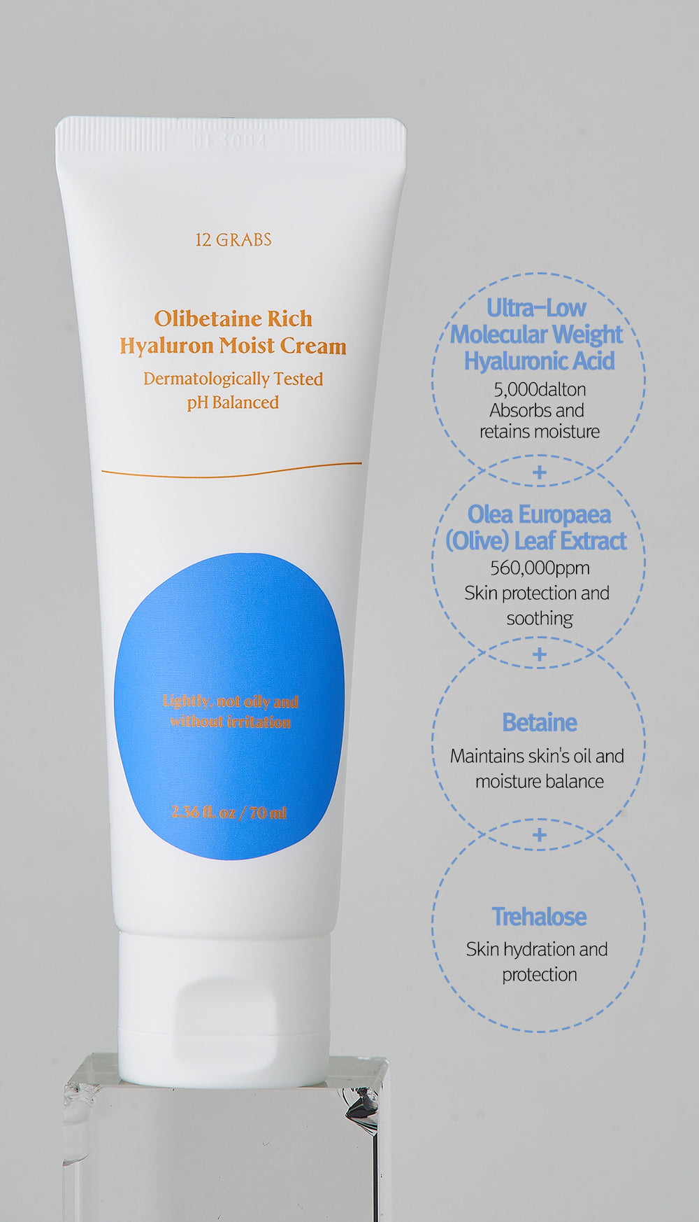 12GRABS Olibetaine Rich Hyaluron Moist Cream 70ml - LUUELA