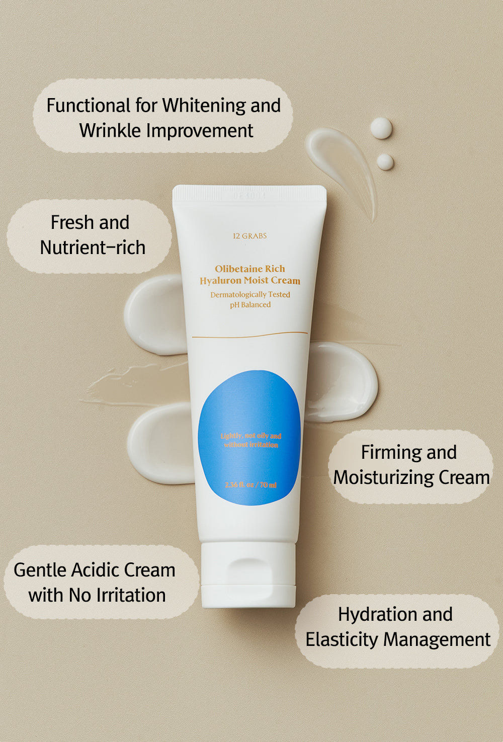 12GRABS Olibetaine Rich Hyaluron Moist Cream 70ml - LUUELA