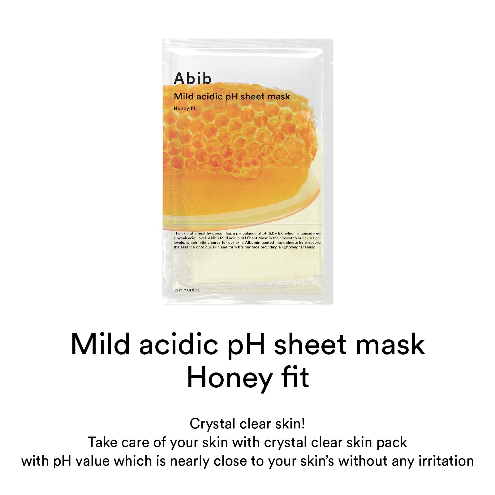 ABIB Mild acidic pH sheet mask Honey fit 30ml - LUUELA