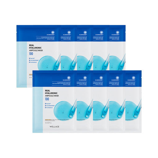 WELLAGE Real Hyaluronic Ampoule Mask Sheet 20ml X 10P - LUUELA