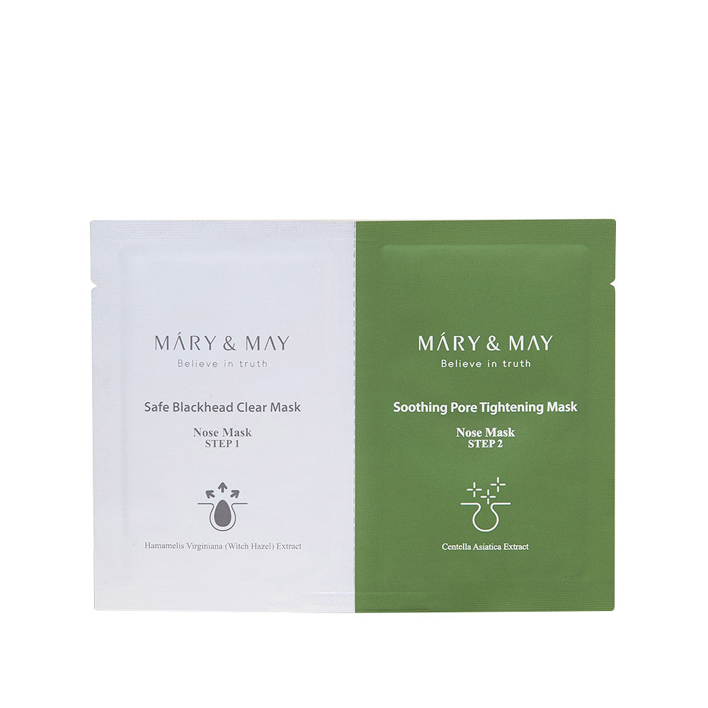 [MARY & MAY] Daily Safe Black Head Clear Nose Mask [Step1 3.5g+Step2 3.5g] X 10pcs - LUUELA