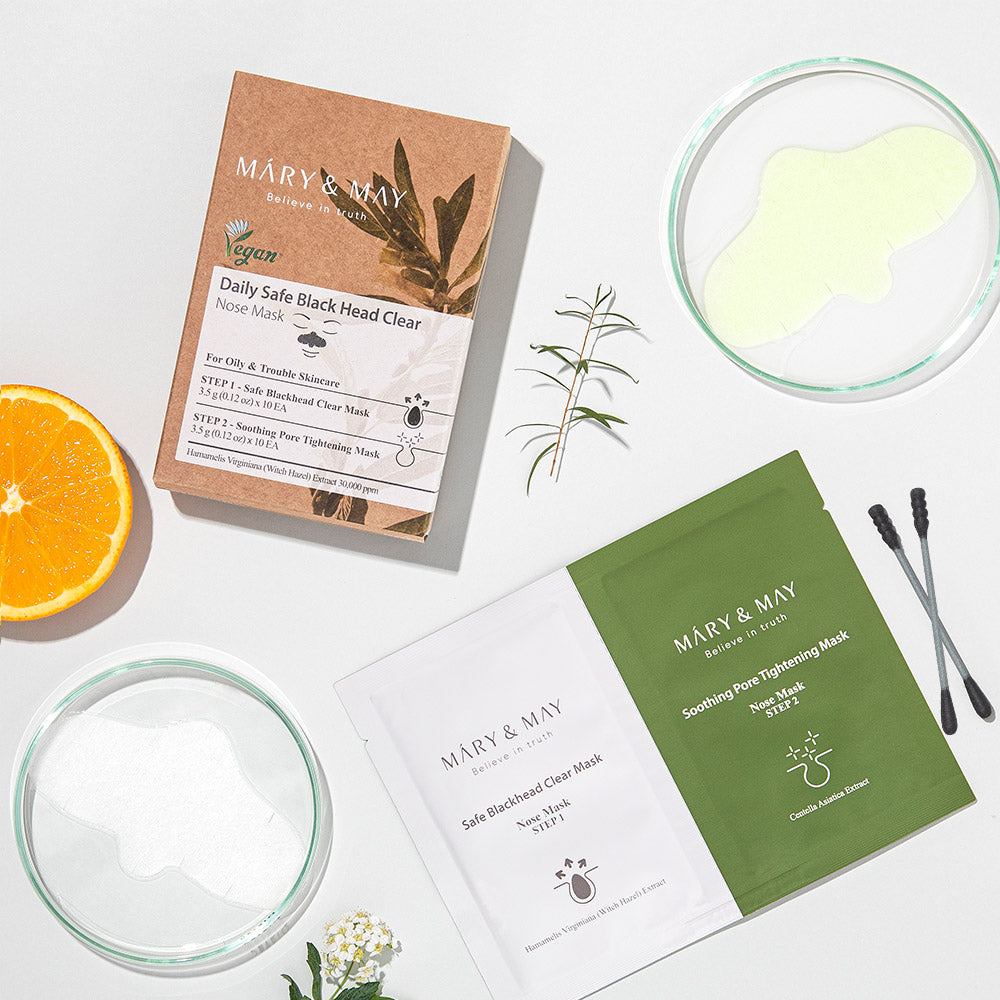 [MARY & MAY] Daily Safe Black Head Clear Nose Mask [Step1 3.5g+Step2 3.5g] X 10pcs - LUUELA