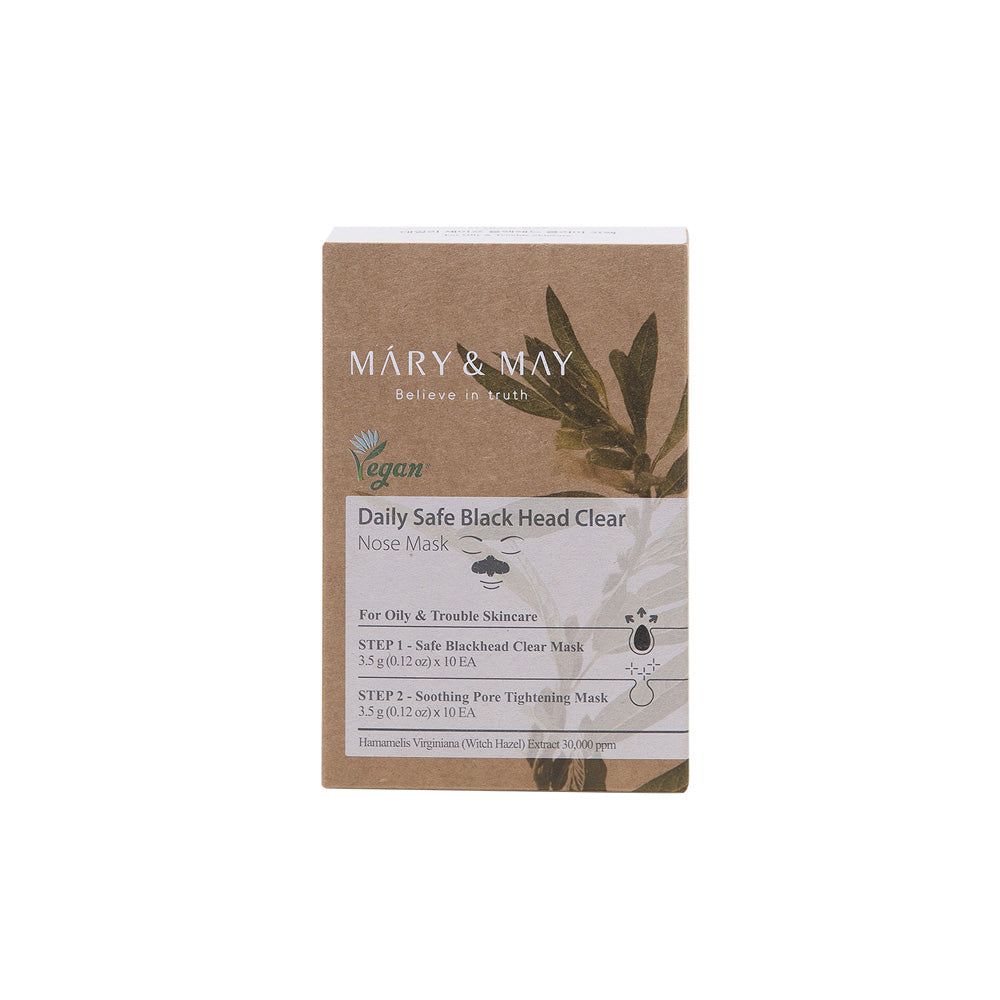 [MARY & MAY] Daily Safe Black Head Clear Nose Mask [Step1 3.5g+Step2 3.5g] X 10pcs - LUUELA