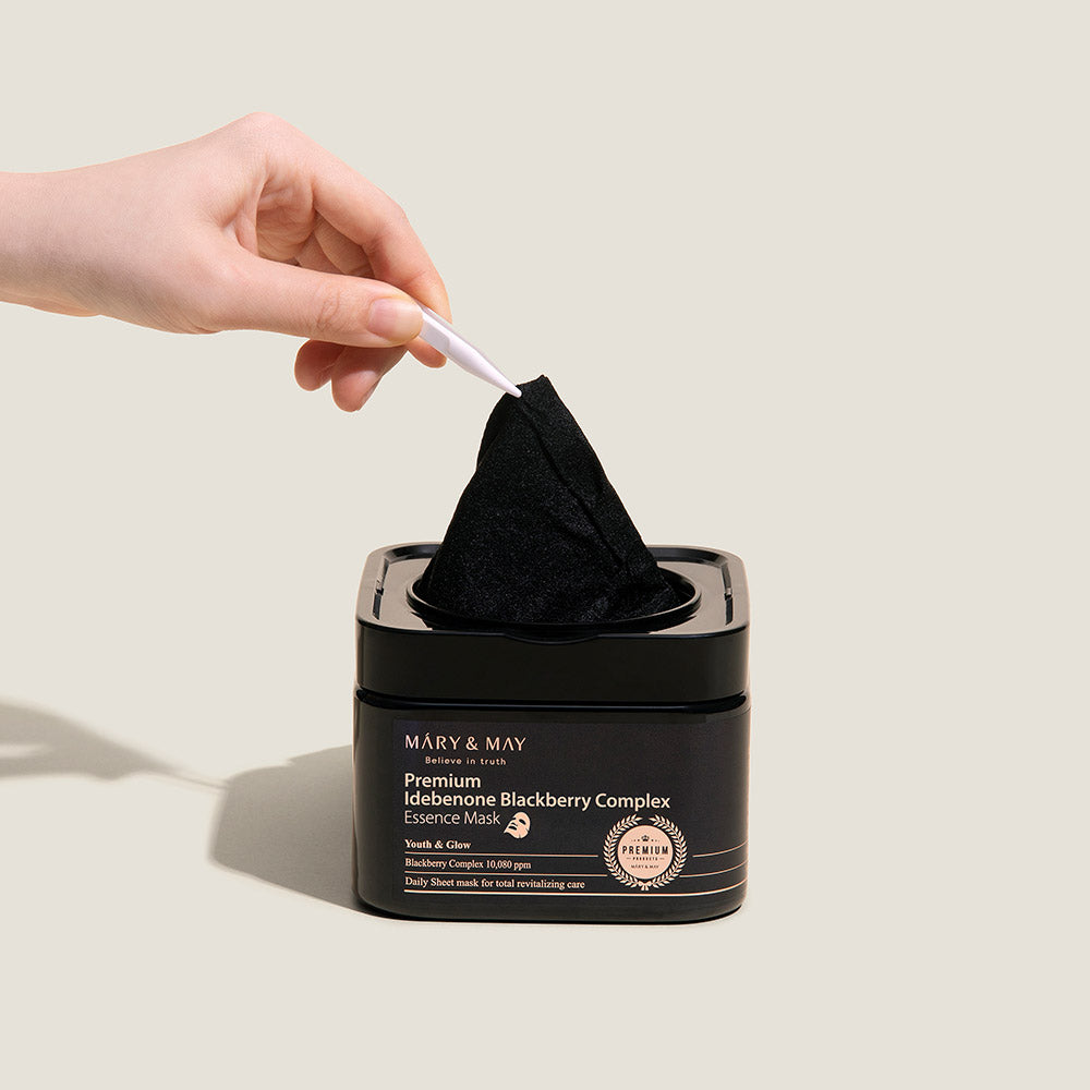 [MARY & MAY] Premium Idebenone Blackberry Complex Essence Mask 250g (20ea) - LUUELA