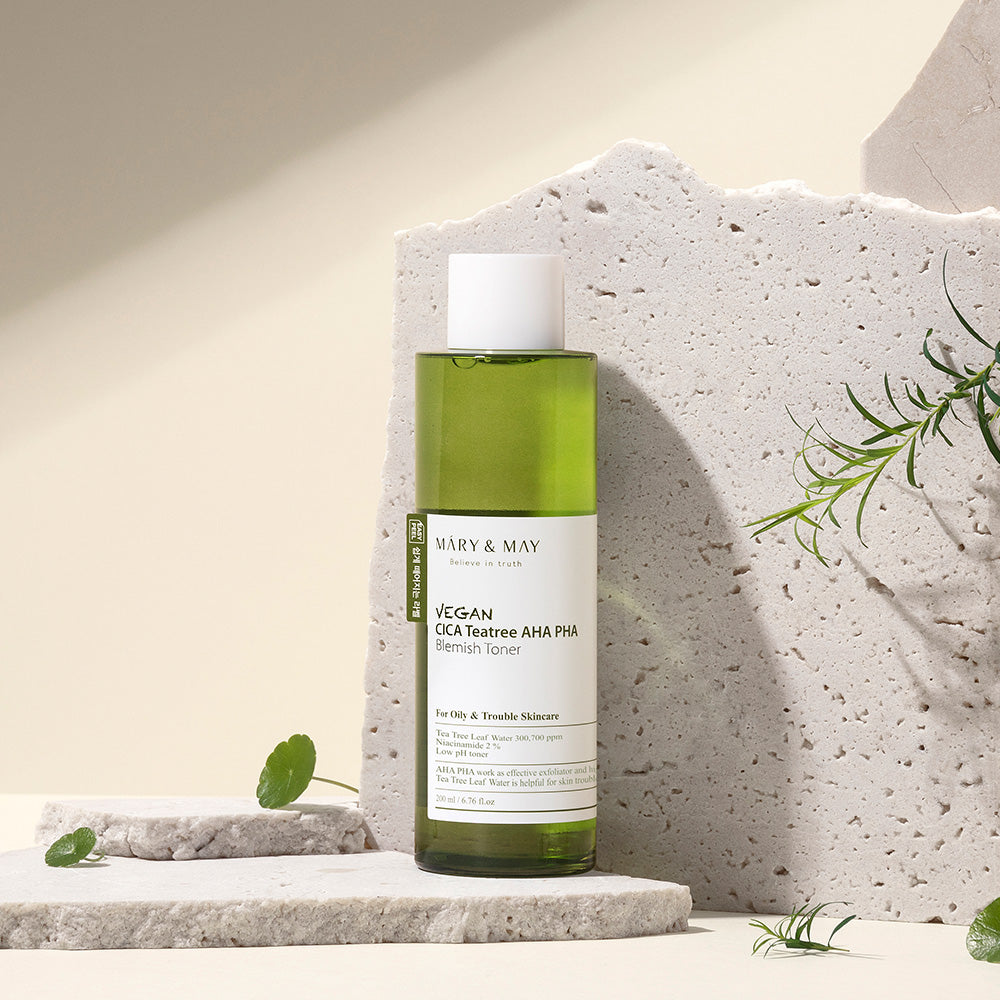 [MARY & MAY] Vegan CICA Tea Tree AHA PHA Blemish Toner 200ml - LUUELA