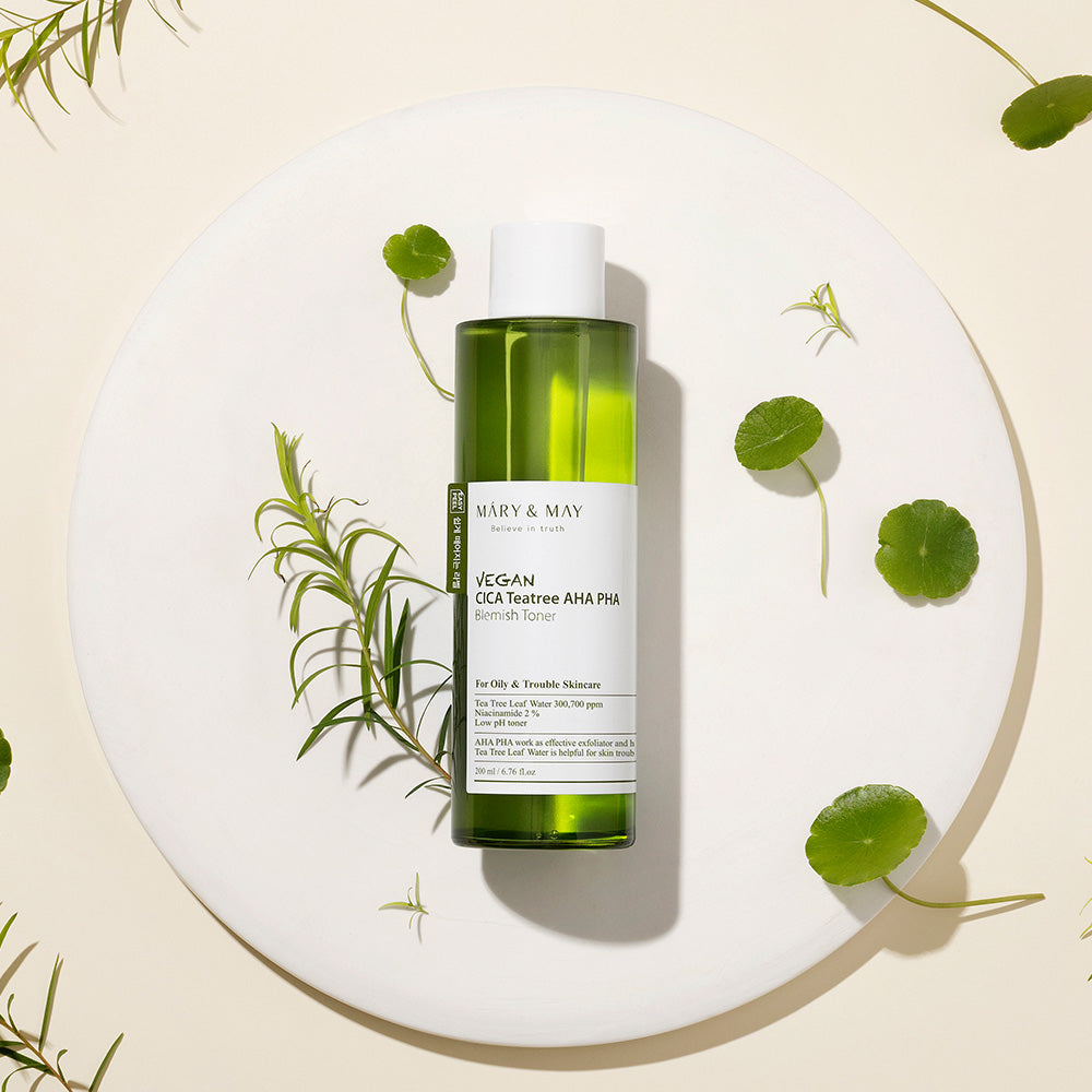 [MARY & MAY] Vegan CICA Tea Tree AHA PHA Blemish Toner 200ml - LUUELA