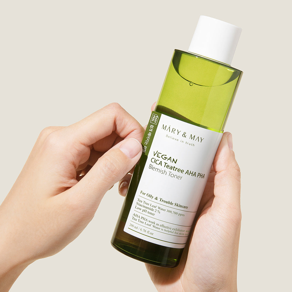 [MARY & MAY] Vegan CICA Tea Tree AHA PHA Blemish Toner 200ml - LUUELA