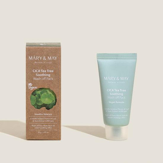 [MARY & MAY] Vegan CICA TeaTree Soothing Wash off Pack 30g - LUUELA