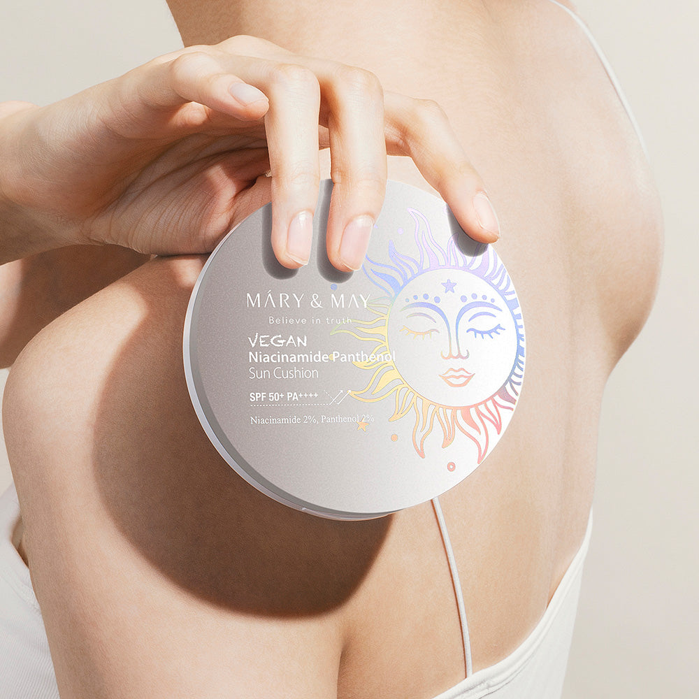 [MARY & MAY] Vegan Niacinamide Panthenol Sun Cushion SPF50+ PA++++ 25g - LUUELA