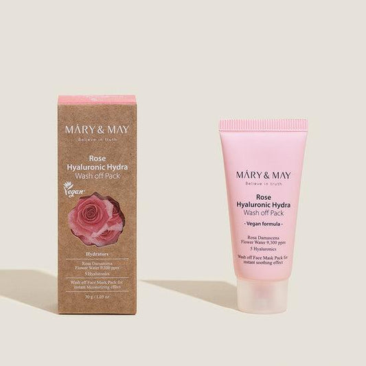 [MARY & MAY] Vegan Rose Hyaluronic Hydra Wash off Pack 30g - LUUELA