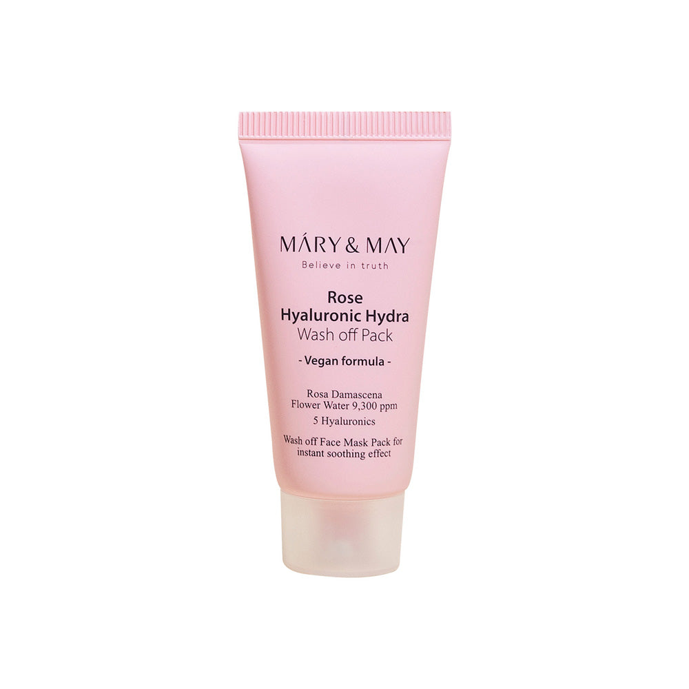[MARY & MAY] Vegan Rose Hyaluronic Hydra Wash off Pack 30g - LUUELA