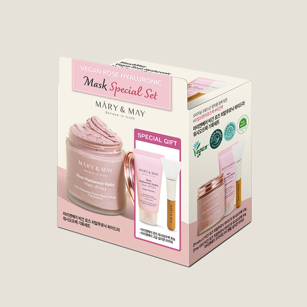 [MARY & MAY] Vegan Rose Hyaluronic Mask Special Set (125g+30g) - LUUELA