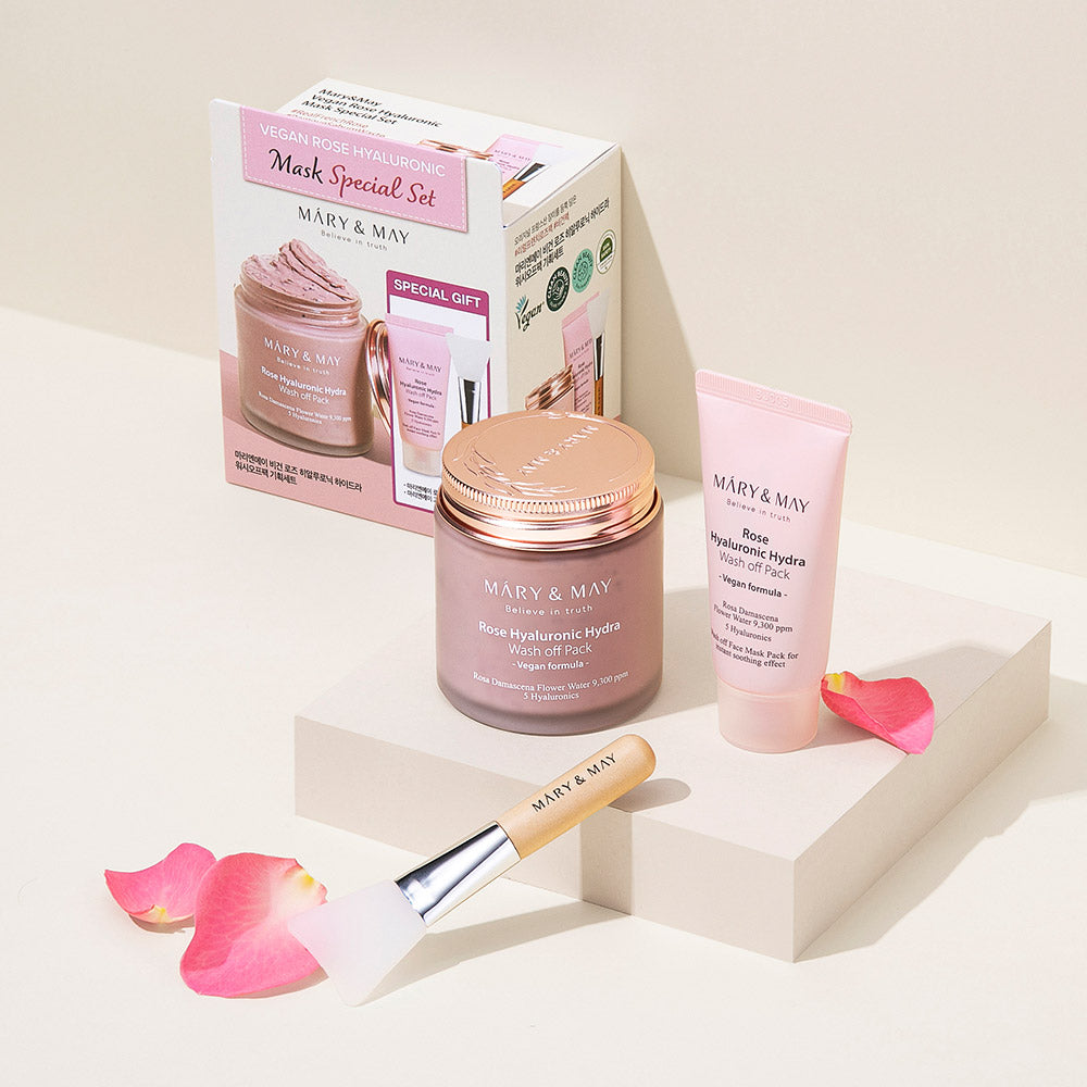 [MARY & MAY] Vegan Rose Hyaluronic Mask Special Set (125g+30g) - LUUELA