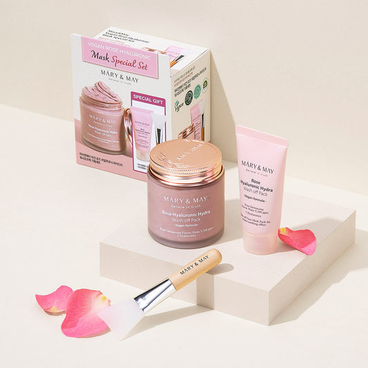 [MARY & MAY] Vegan Rose Hyaluronic Mask Special Set (125g+30g) - LUUELA