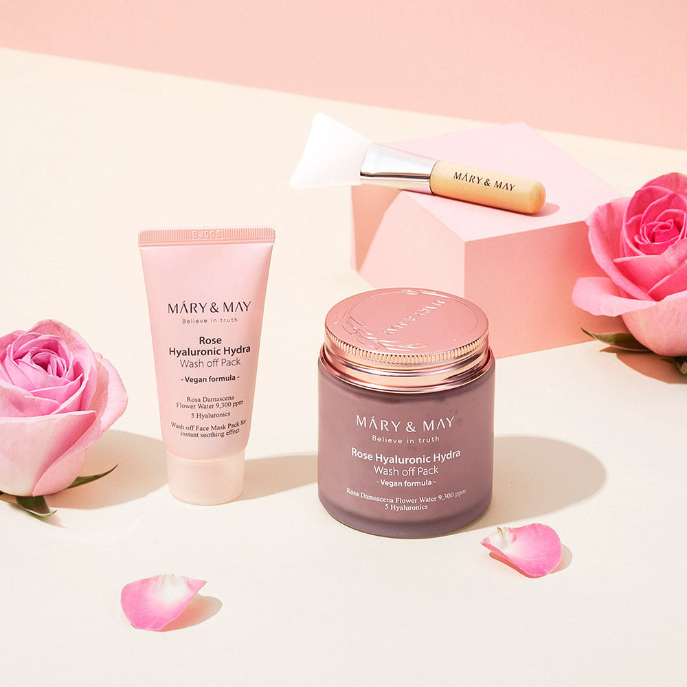 [MARY & MAY] Vegan Rose Hyaluronic Mask Special Set (125g+30g) - LUUELA