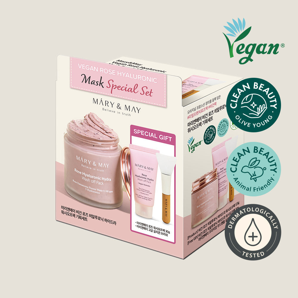 [MARY & MAY] Vegan Rose Hyaluronic Mask Special Set (125g+30g) - LUUELA