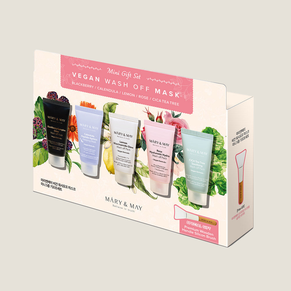 [MARY & MAY] Vegan Wash Off Mask Mini Gift Set (30g x 5) - LUUELA