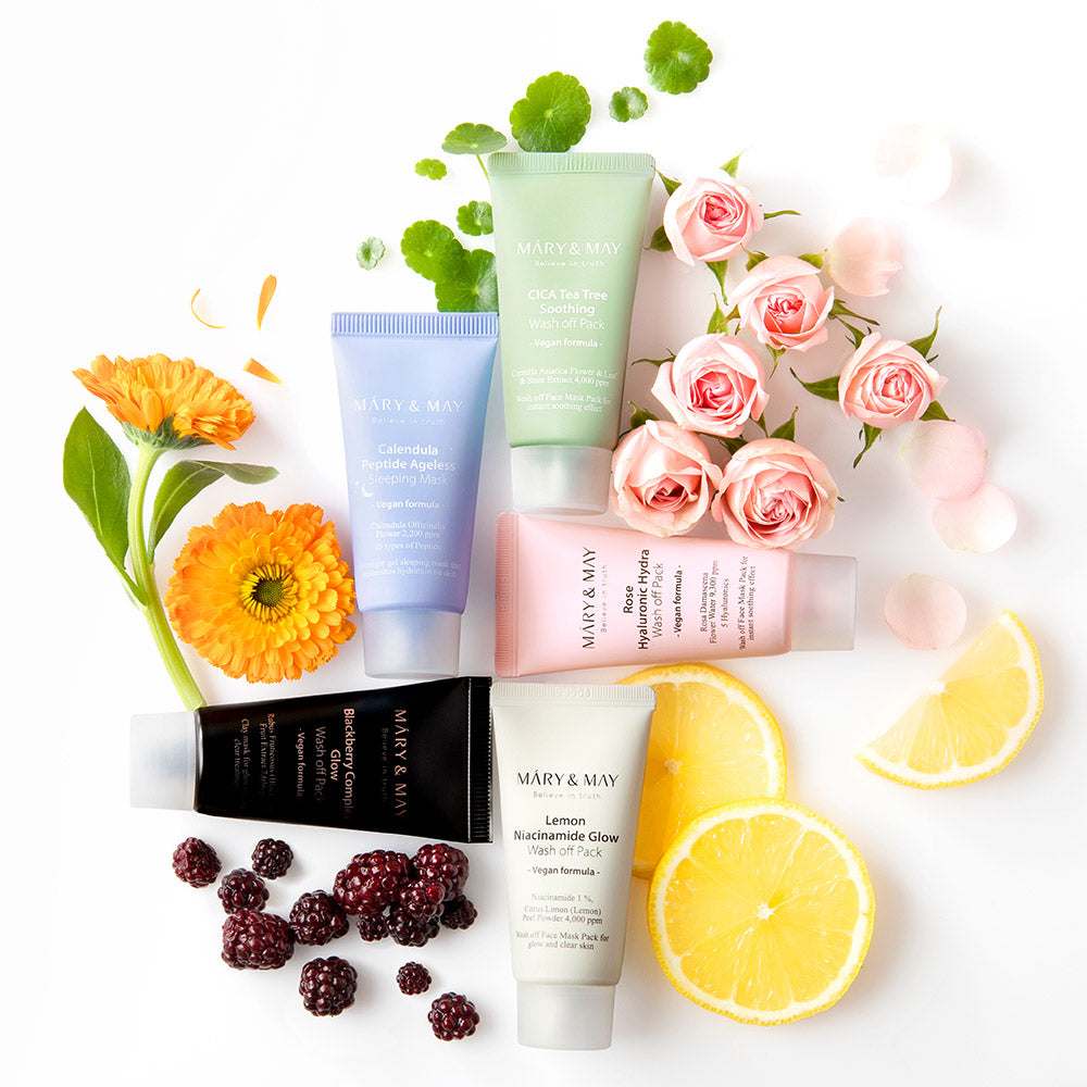 [MARY & MAY] Vegan Wash Off Mask Mini Gift Set (30g x 5) - LUUELA