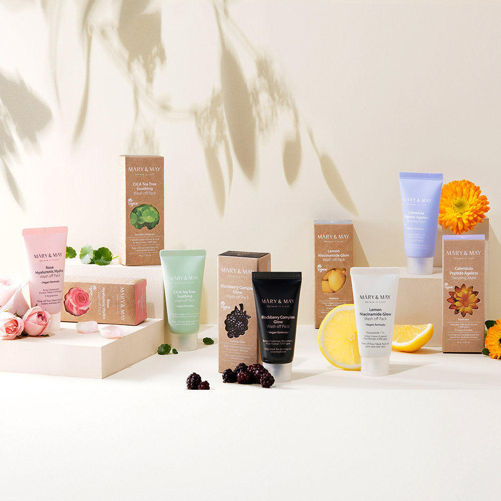 [MARY & MAY] Vegan Wash Off Mask Mini Gift Set (30g x 5) - LUUELA