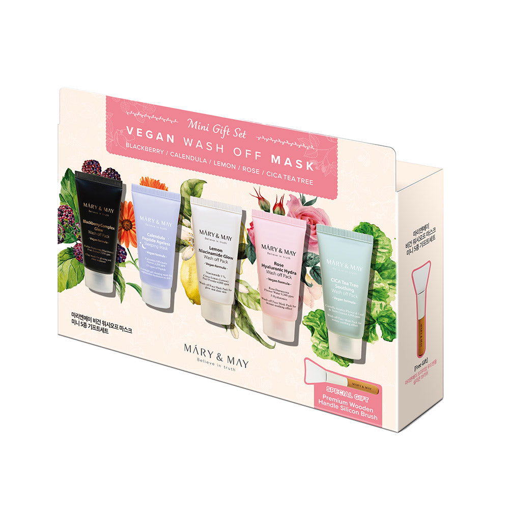 [MARY & MAY] Vegan Wash Off Mask Mini Gift Set (30g x 5) - LUUELA