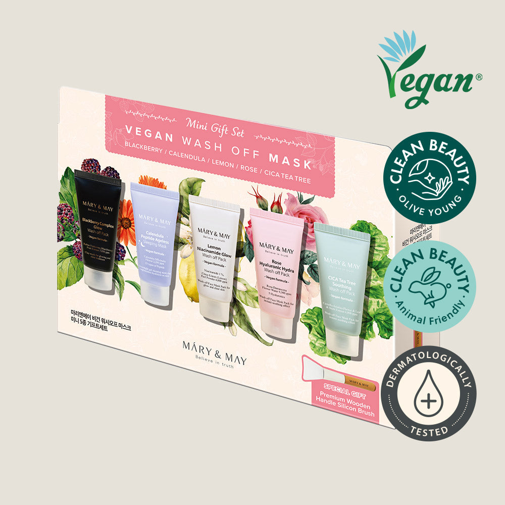 [MARY & MAY] Vegan Wash Off Mask Mini Gift Set (30g x 5) - LUUELA