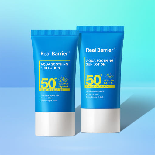 [Real Barrier] Aqua Soothing Sun Lotion SPF50+PA++++ 1+1 (50ml+50ml) - LUUELA